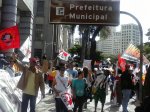 Manifestantes do SINCAB, UGT e Centrais Sindicais, fazem protestos nas ruas de Belo Horizonte no dia 11 de julho.